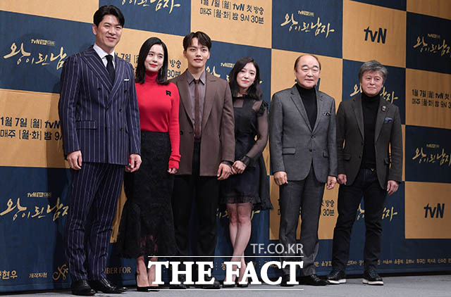 배우 김상경 정혜영 여진구 이세영 장광 권해효(왼쪽부터)는 3일 서울 강남구 언주로 임피리얼팰리스 서울에서 열린 tvN 왕이 된 남자 제작발표회에 참석했다. /김세정 기자