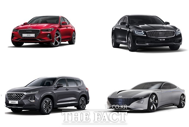 현대차와 기아차, 제네시스 8개 차종이 미국 2018 굿디자인 어워드 운송 디자인 자동차 부문에서 수상작으로 선정됐다. /현대차그룹 제공