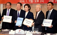 [TF포토] 한국당에 정책제안서 전달하는 경제4단체