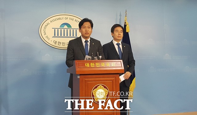 무소속 손금주 의원(왼쪽)이 지난달 28일 이용호 의원과 함께 기자회견을 열고 민주당에 입당하겠다고 밝혔다. /허주열 기자