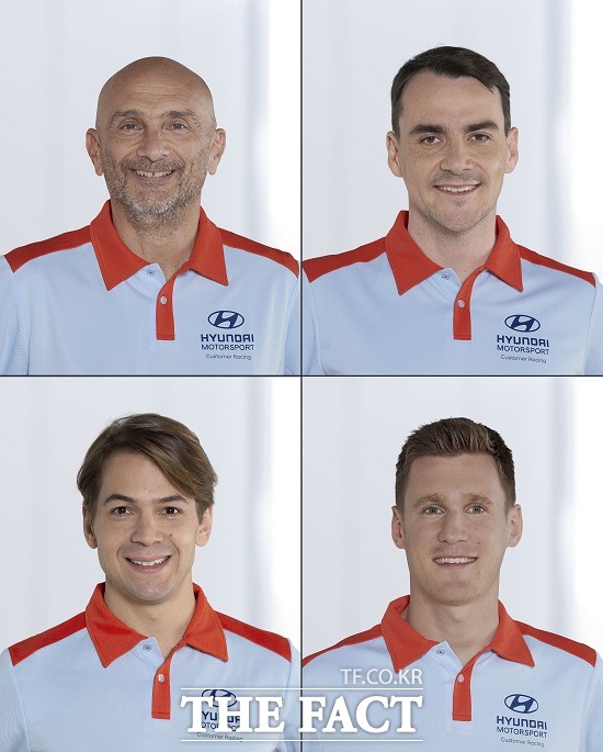 2019 WTCR 출전 현대 커스터머 레이싱 드라이버 라인업. 가브리엘 타퀴니, 노버트 미첼리즈, 니키 캣츠버그, 아우구스토 파푸스(왼쪽 위부터 시계방향)