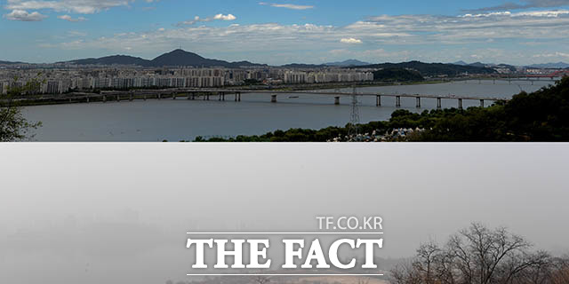 시야를 가릴 정도로 짙게 낀 미세먼지