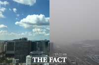[TF포토] '같은 장소 맞나요?'…맑은 날씨와 미세먼지 나쁨 수준의 차이