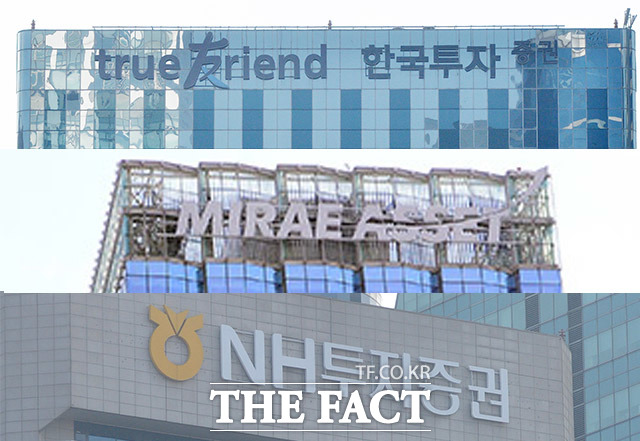 올해 기업공개(IPO) 시장은 대어급 기업들이 뛰어들면서 공모금액이 크게 늘 전망인 가운데, 빅3 증권사들의 치열한 주관 실적 경쟁이 예상되고 있다. 사진은 한국투자증권, 미래에셋대우, NH투자증권 사옥(맨 위부터). /더팩트DB