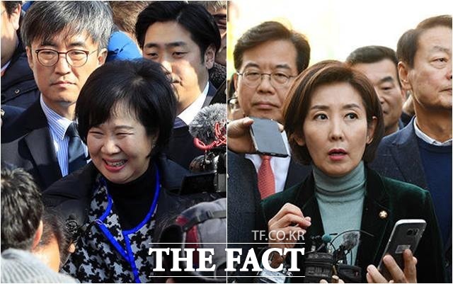더불어민주당에서 탈당한 손혜원(왼쪽) 의원과 자유한국당 나경원 원내대표가 이번 주 나란히 손 의원 투기 의혹이 불거진 목포를 찾았지만, 주민들의 반응 등은 같은 듯 달랐다. /목포=남용희 기자