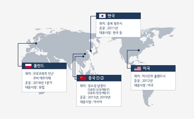 LG화학의 글로벌 전기차 배터리 생산 공장 규모 현황. /LG화학 제공