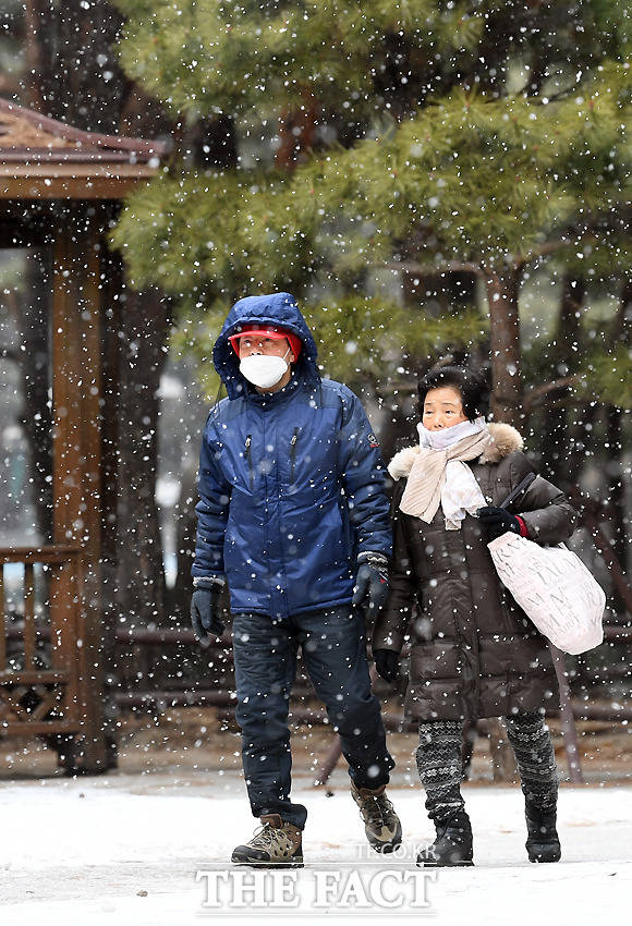 31일 전국 곳곳에 눈 또는 비가 내리고 오후부터 추워질 전망이다. / 이새롬 기자