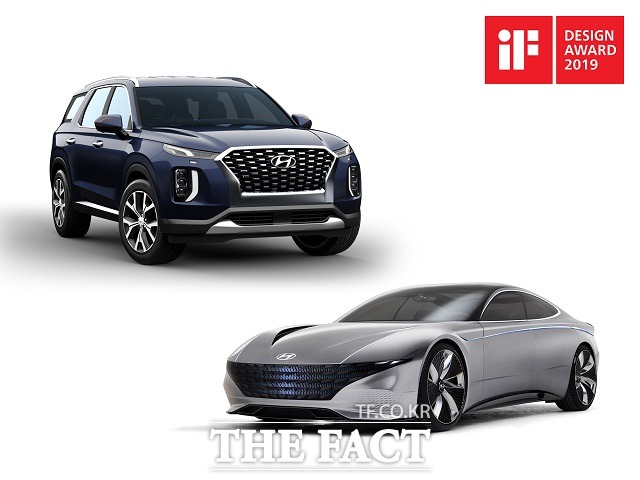 현대자동차의 르 필 루즈 콘셉트와 팰리세이드가 독일 국제포럼디자인이 주관하는 2019 iF 디자인상의 제품 디자인 부문 수송 디자인 분야에서 각각 본상을 수상했다. /현대자동차 제공