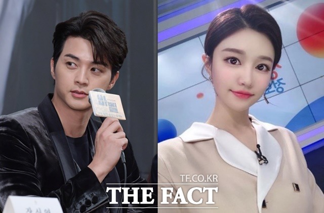 배우 김지훈과 윤호연 아나운서이 열애한다는 소식이 들린 가운데, 김지훈 소속사가 이를 부인했다. /김세정 기자, 윤호연 아나운서 SNS