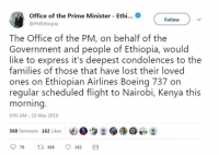  157명 탑승 에티오피아 여객기 추락…이륙 6분 만에 연락 두절