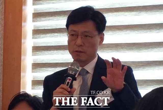 12일 서울 여의도에서 개최된 기업공개(IPO) 간담회에서 오일석 현대오토에버 대표이사가 유가증권시장(코스피) 상장 포부를 말하고 있다. /여의도=지예은 기자