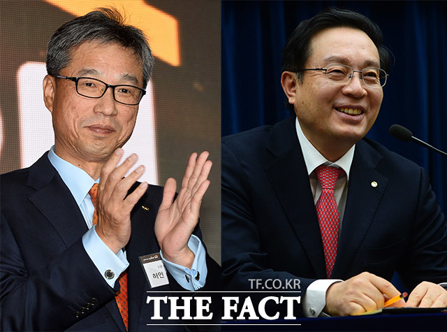 허인 KB국민은행장(왼쪽)과 손태승 우리은행장 겸 우리금융지주 회장이 임기 마지막해를 보내고 있다. /더팩트DB