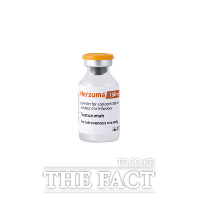 약 2조2000억원으로 추산되는 유럽 트라스투주맙 시장에서 허쥬마가 바이오시밀러 중 시장점유율 1위를 기록하고 있다. 셀트리온 바이오시밀러 유방암 항암제 허쥬마. /셀트리온 제공