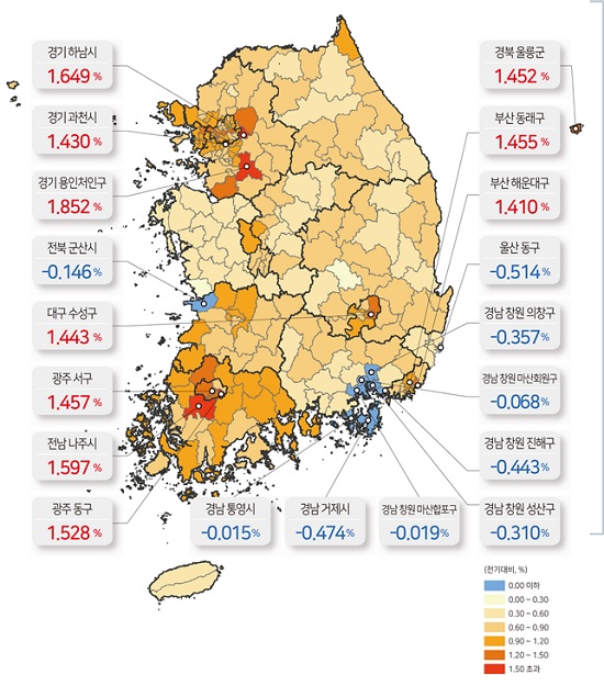 SK하이닉스 반도체 단지가 조성되는 경기도 용인시 처인구 땅값이 올해 1분기 전국 시군구 기준 땅값이 가장 많이 오른 것으로 나타났다. /국토교통부 제공