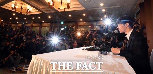 박유천은 자진해 기자회견을 열고 자신의 결백을 주장하기도 했다. /이새롬 기자