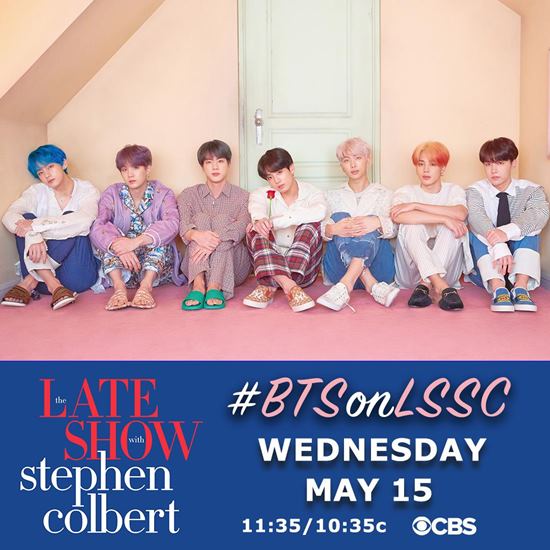 방탄소년단이 레이트쇼 위드 스티븐 콜베어에 출연한다. /레이트쇼 위드 스티븐 콜베어 공식 트위터