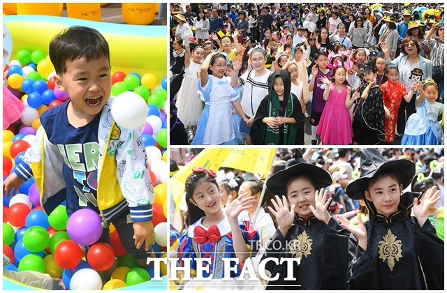 어린이날인 5일 오후 서울 광진구 어린이대공원 일대에서 서울동화축제가 열린 가운데 어린이들이 즐거운 시간을 보내고 있다. /이동률 기자