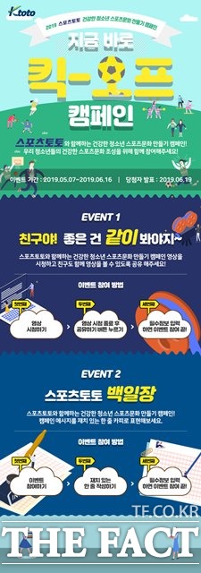 2019스포츠토토 건강한 청소년 스포츠문화 만들기 캠페인 ‘지금 바로 킥-오프’ 이벤트 페이지.