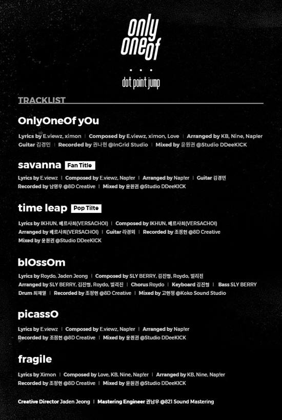 온리원오브의 데뷔 앨범에는 총 여섯 곡이 수록돼있다. /에잇디크리에이티브