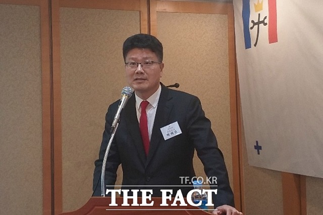 백배순 까스텔바쟉 대표가 28일 서울 여의도에서 열린 기업공개(IPO) 간담회에서 향후 상장 계획과 성장 전략에 대해 설명하고 있다. /여의도=지예은 기자
