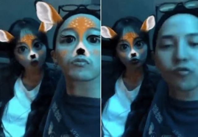 이주연(왼쪽)과 지드래곤이 함께 찍은 영상이 공개돼 열애설이 제기됐다. /온라인 커뮤니티