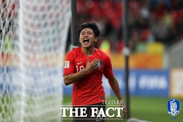 추가골을 넣고 기뻐하는 조영욱./대한축구협회 제공