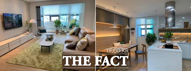 5일 오픈한 한샘리하우스 대형쇼룸은 인공지능이 적용됐다. 말 만하면 스크린이 내려오고 유튜브를 비롯한 다양한 콘텐츠를 시청할 수 있다. /안양=이진하 기자