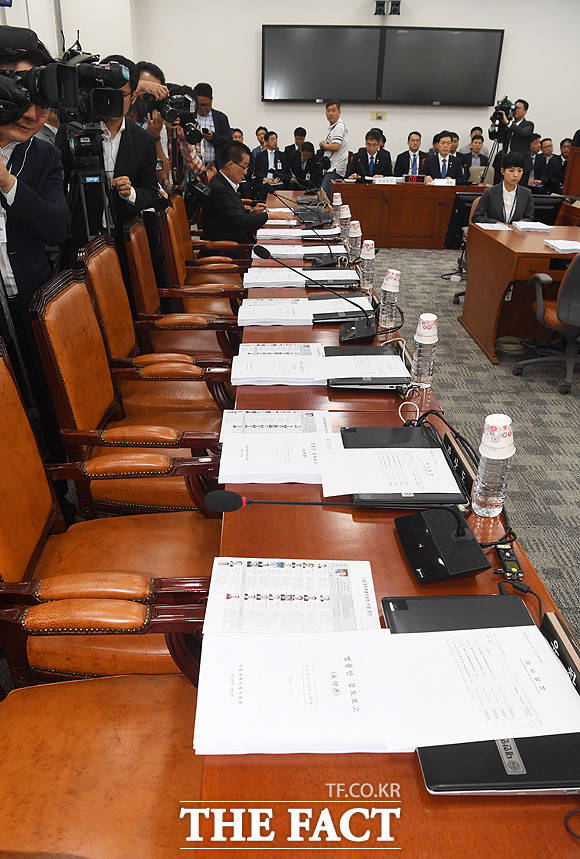 회의에 불참한 자유한국당 의원들