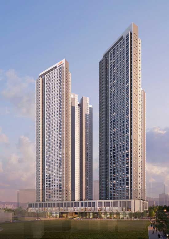 e편한세상 일산 어반스카이는 지하 4층~지상 최고 49층, 4개동, 아파트 전용 70·84㎡ 552가구, 오피스텔 전용 66·83㎡ 225실로 구성된다. /대림산업 제공