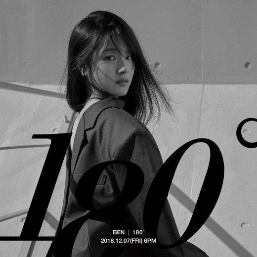 벤은 힘든 시절을 꿋꿋하게 버텨내고 지난해 열애중으로 역주행 끝에 1위를 맛봤고 180도로는 정주행으로 정상에 올랐다. 사진은 180도 재킷 사진. /메이저나인 제공