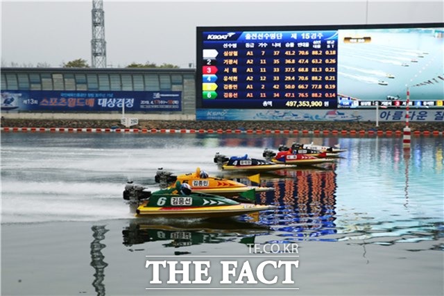 지난 4월 대상경정 당시 심상철(흰색 보트)의 경주 사진./경륜경정총괄본부 제공