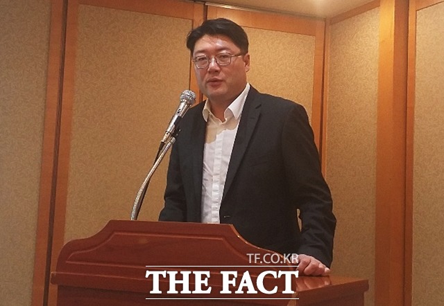 이상철 레이 대표가 25일 서울 여의도에서 열린 기업공개(IPO) 기자간담회에서 향후 상장 계획에 대해 발표하고 있다. /여의도=지예은 기자