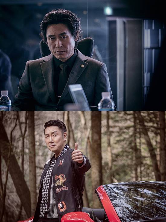 설경구(위쪽)와 조진웅은 극중 로펌 대표와 건달 역을 맡아 연기했다. /쇼박스 제공