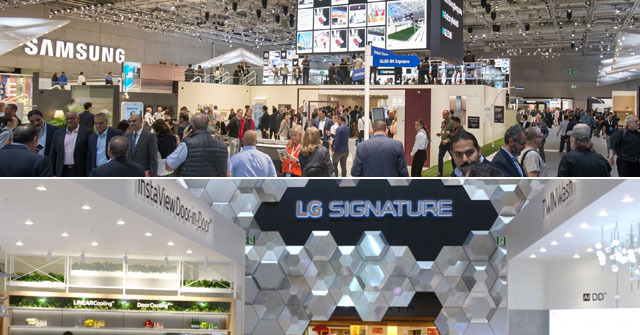 국내 전자 업계 투톱 삼성전자와 LG전자의 부스를 찾는 IFA 2019 관람객들의 발길이 끊이지 않고 있다. /삼성·LG전자 제공