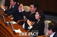 [TF포토] 문재인 대통령 시정연설… 공수처 발언에 야당 'X' 항의