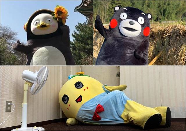국내 캐릭터 펭수가 일본 지역 마스코트 쿠마몬, 후낫시와 유사하다는 지적을 받고 있다.(왼쪽 위부터 시계 방향) /펭수 인스타그램, 쿠마몬 트위터, 후낫시 트위터