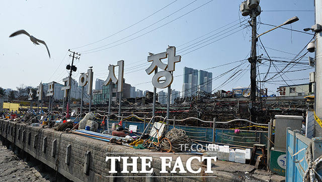 지난 2017년 3월 인천 남동구 논현동 소래포구 어시장에서 발생한 화재로 점포가 전소된 모습. 사진은 이번 인천 소래포구 어시장 화재와 관련이 없음. /더팩트 DB