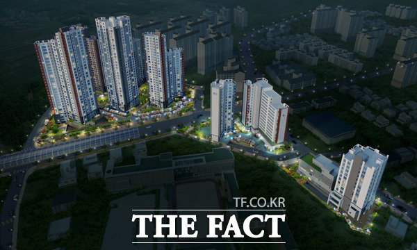 고양시와 조합이 분양가 이견으로 줄다리기를 이어 온 대곡역 두산위브의 분양승인인가가 났다. 사진은 대곡역 두산위브 조감도 /두산건설