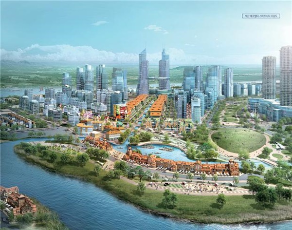 문재인 대통령은 부산 에코델타 스마트시티 착공식 참석으로 3박 4일의 부산 일정을 시작한다. 부산 에코델타 스마트시티 국가시범도시 조감도 / 국토교통부 제공