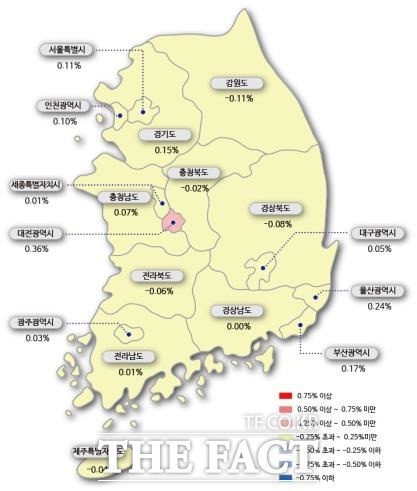 서울 아파트값이 22주 연속 상승세를 이어가고 있다. 자료는 시도별 아파트 매매가격 지수 변동률 /한국감정원