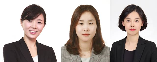 LG생활건강이 28일 2020년도 정기 인사를 단행한 가운데 3명의 여자 임원이 탄생했다. 최연희 전무, 임이란 상무, 심미진 상무(왼쪽부터) /LG생활건강 제공