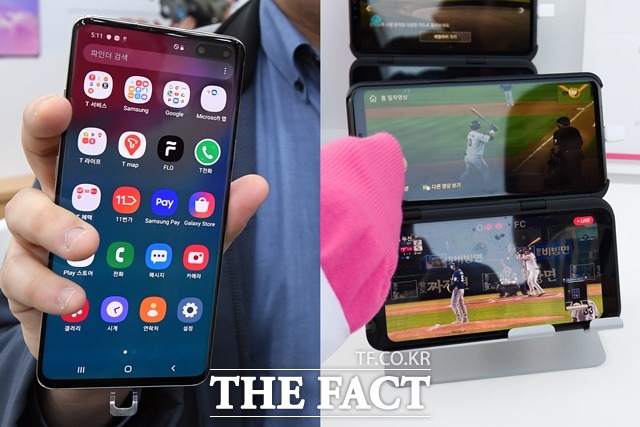 올 3분기 국내 스마트폰 시장에서 삼성전자의 갤럭시S10 5G(왼쪽)가 1위를 차지했으며, LG V50씽큐는 4위를 기록했다. /더팩트 DB