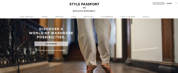 환경에 대한 관심이 높은 소비자들이 많아지자 다양한 패션업체들은 의류 대여 사업을 시작했다. 사진은 바나나리퍼블릭 스타일 패스포트(Style Passport) 화면. /바나나리퍼블릭 홈페이지 캡처