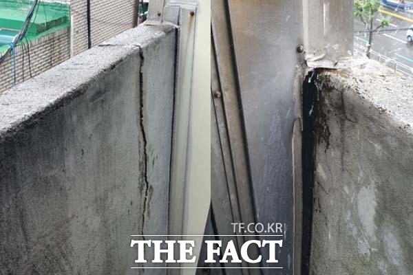 빠른 사업 추진을 염원하는 주민들의 마음과는 달리 목3동 가로주택정비사업은 진행이 더딘 상황이다. 사진은 목3동 가로주택정비사업지 내 D빌라 벽면이 갈라진 모습. /윤정원 기자