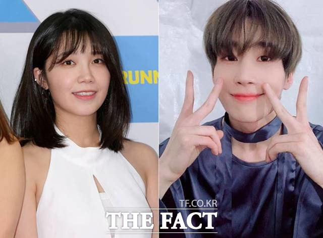 한솥밥을 먹고 있는 정은지와 한승우가 열애설에 휩싸였다. 소속사 측은 사실무근이라고 부인했다. /더팩트DB, 빅톤 인스타그램