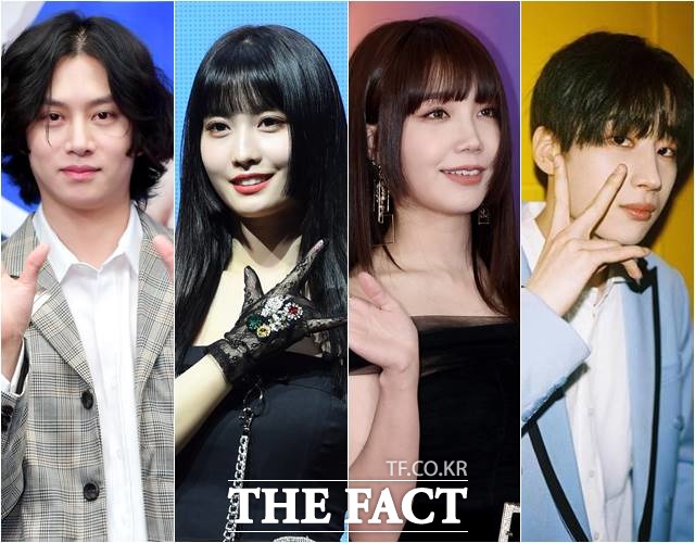 김희철 모모, 정은지 한승우(왼쪽부터)가 2020년 새해 열애설에 휩싸이며 관심을 받고 있다. /더팩트DB, 빅톤 인스타그램