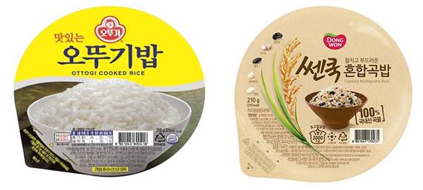 즉석밥을 생산중인 오뚜기(왼쪽)와 동원에프엔비는 일부 사용하던 일본산 제품을 국산화로 바꿔나가는 중이라고 밝혔다. /오뚜기·동원에프엔비 홈페이지
