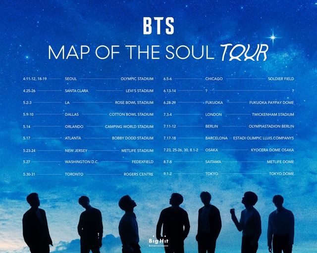 방탄소년단은 오는 4월 11일~12일, 18일~19일 서울 잠실 올림픽 주경기장에서 BTS MAP OF THE SOUL TOUR의 막을 올린다. /빅히트 제공