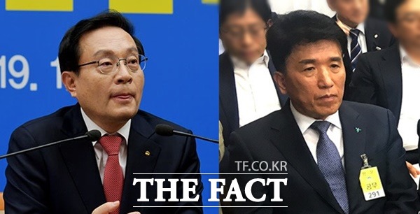 금융당국이 손태승(왼쪽) 우리금융지주 회장 겸 우리은행장과 함영주 하나금융지주 부회장에게 문책 경고의 중징계 처분을 내렸다. /더팩트 DB