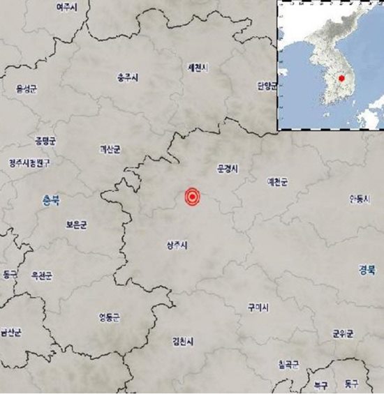 오늘(30일) 0시 52분 52초쯤 경북 상주시 부근에서 지진이 발생했다. 규모 3.2의 지진으로 인근 지역에서 약한 진동을 느낄 수 있다. / 기상청 화면 캡처